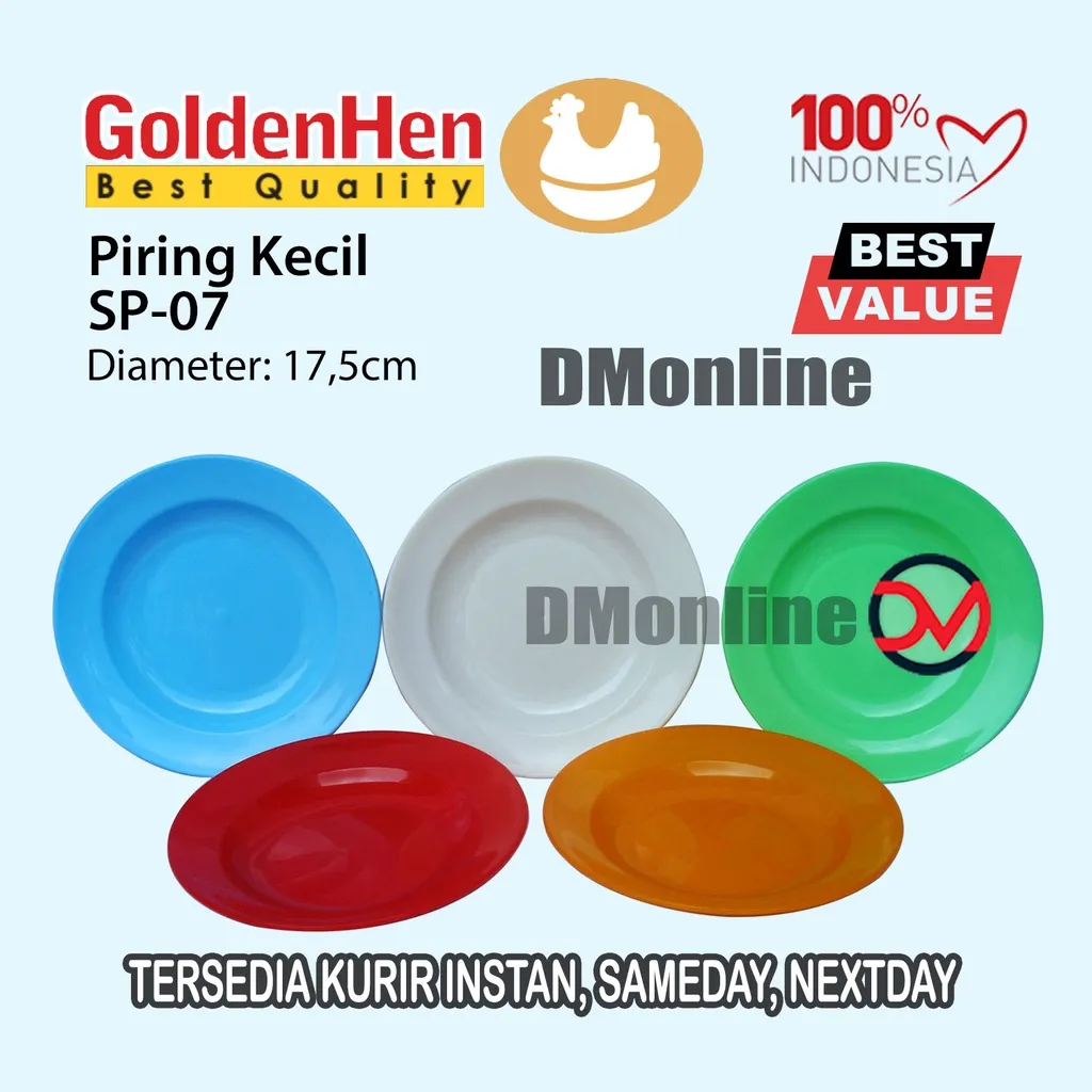 SP-07 Piring Saji Plastik 17.5cm 7inch isi 12pcs / Piring Kuah / Soup Plate 7 inci GOLDEN HEN