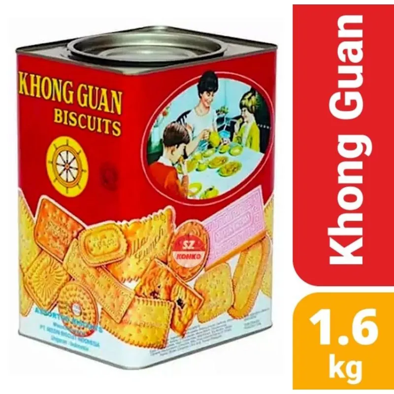 Khong Guan Assorted Biskuit Kaleng Merah / Roti KhongGuan 1600gr 1600 gram / Biscuits Khong guan 1.6kg 1.6 kg