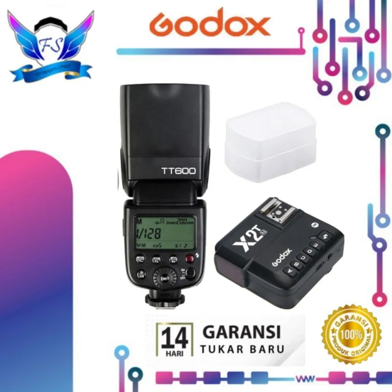 Speedlite Flash Godox TT600 TT 600 Universal + Trigger Godox Canon NiKon Sony Fuji Plus Diffuser GARANSI 1 TAHUN