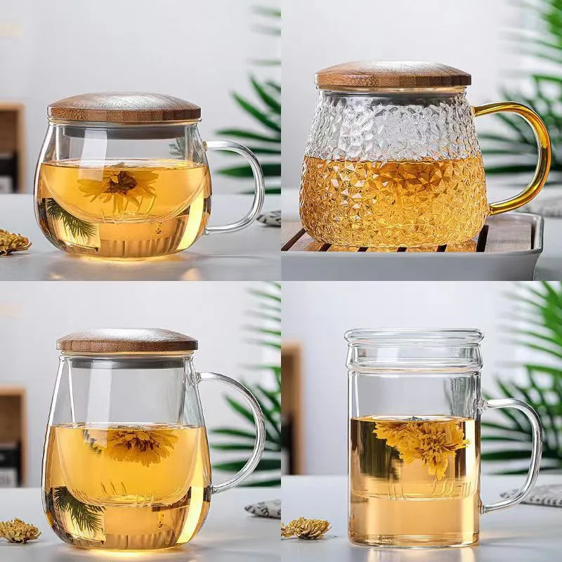 ZOWOKI Glass Infuser Teapot Glass Tea Cup / gelas teh dengan saringan dan tutup Cangkir Teko Teh Kaca