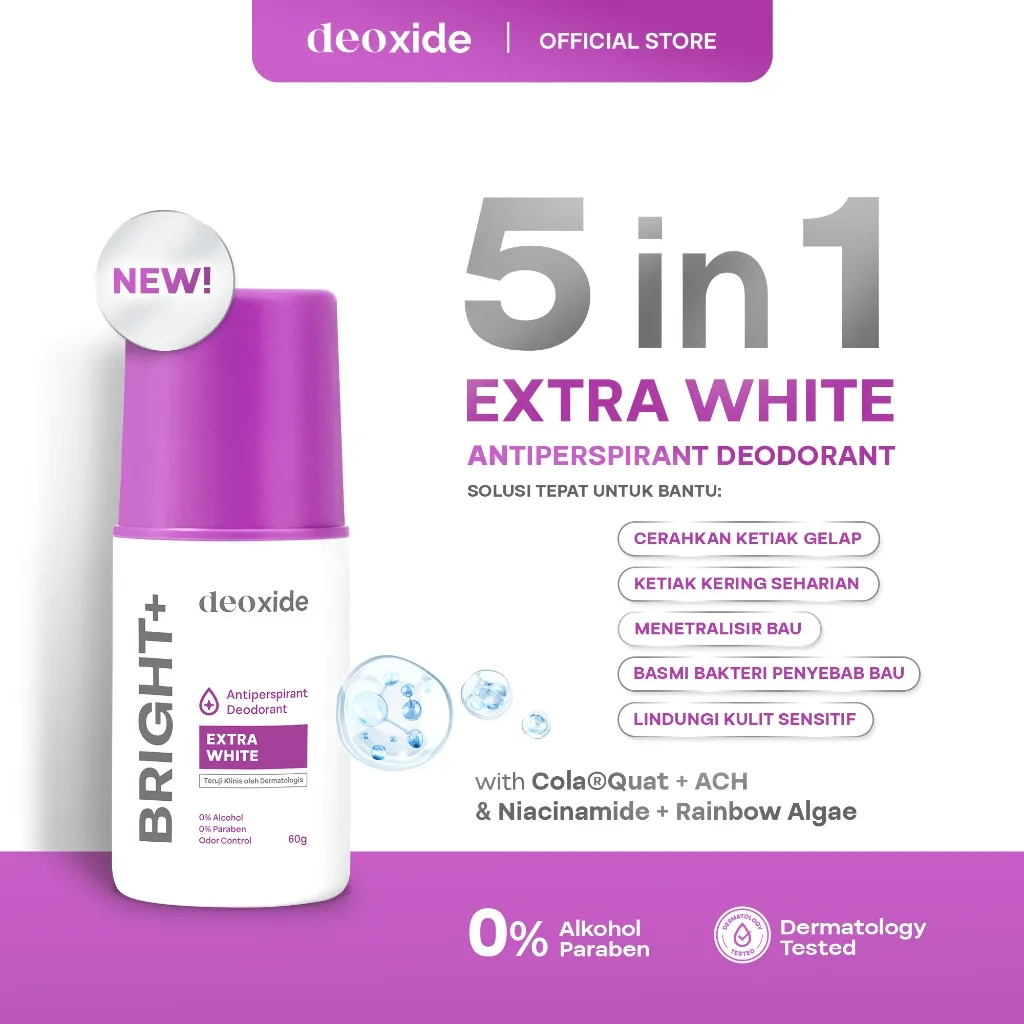 [FLASH SALE] Deoxide Antiperspirant Deodorant Roll On BRIGHT+ For Brightening | Deodoran Pria Deodoran Wanita Deo Anti Perspiran