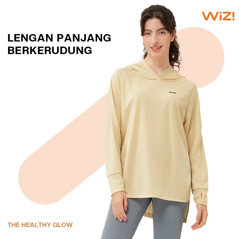 WiZi Atasan Olahraga Wanita Atasan Tenis Lengan Panjang Baju Gym Kaos Sport Hoodie Longgar Bernapas
