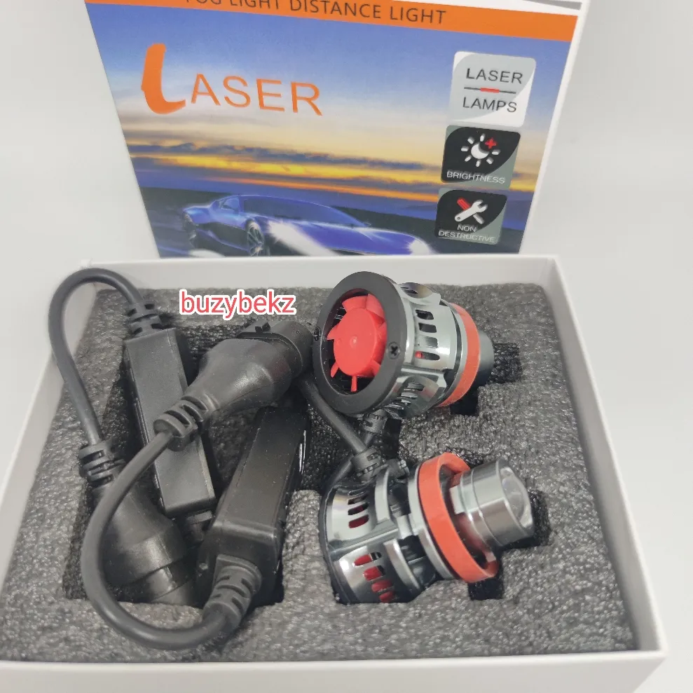 BZL Lampu Led H11 H8 H16 H9 9006 HB4 Foglamp Mobil Laser Mini Projektor Projie Putih Kuning Sepasang Isi 2 Pcs