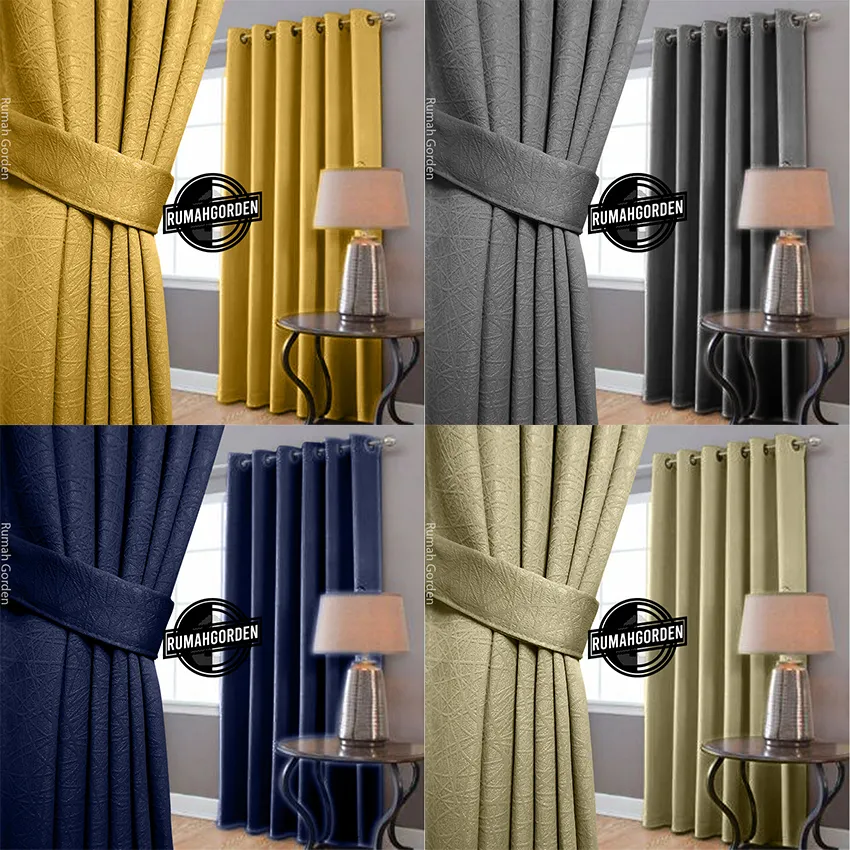 Gorden Jendela Pintu Minimalis Bahan Blackout Polos Import  Premium Tebal 12 Lubang Smokring