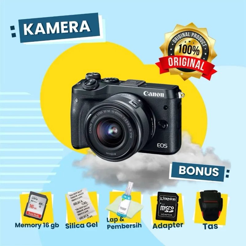 CANON M6 Kit Second Bekas Kamera Mirrorless Normal Siap Pakai Original Bergaransi