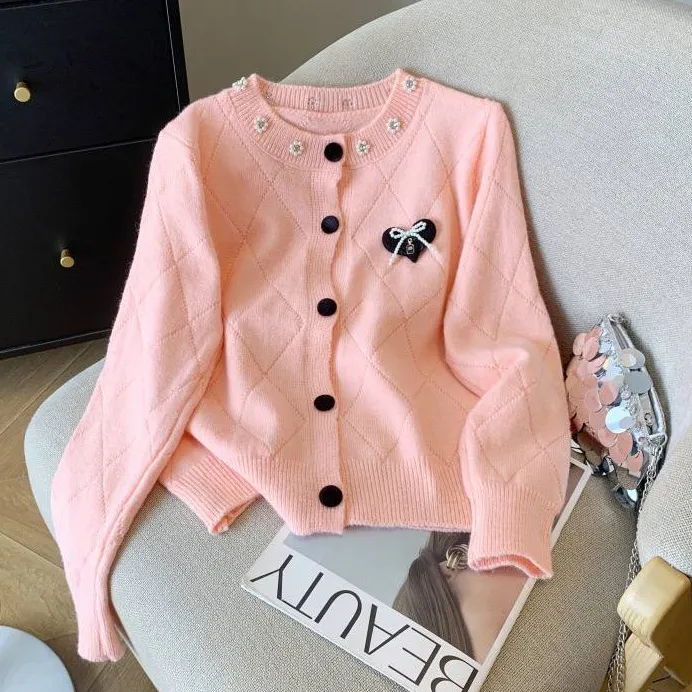 GS - Cardigan Rajut Mutiara Cardi Polos Elegant Fashion | Cardigan Rajut Kardi | Rajutwear Korean Fashion