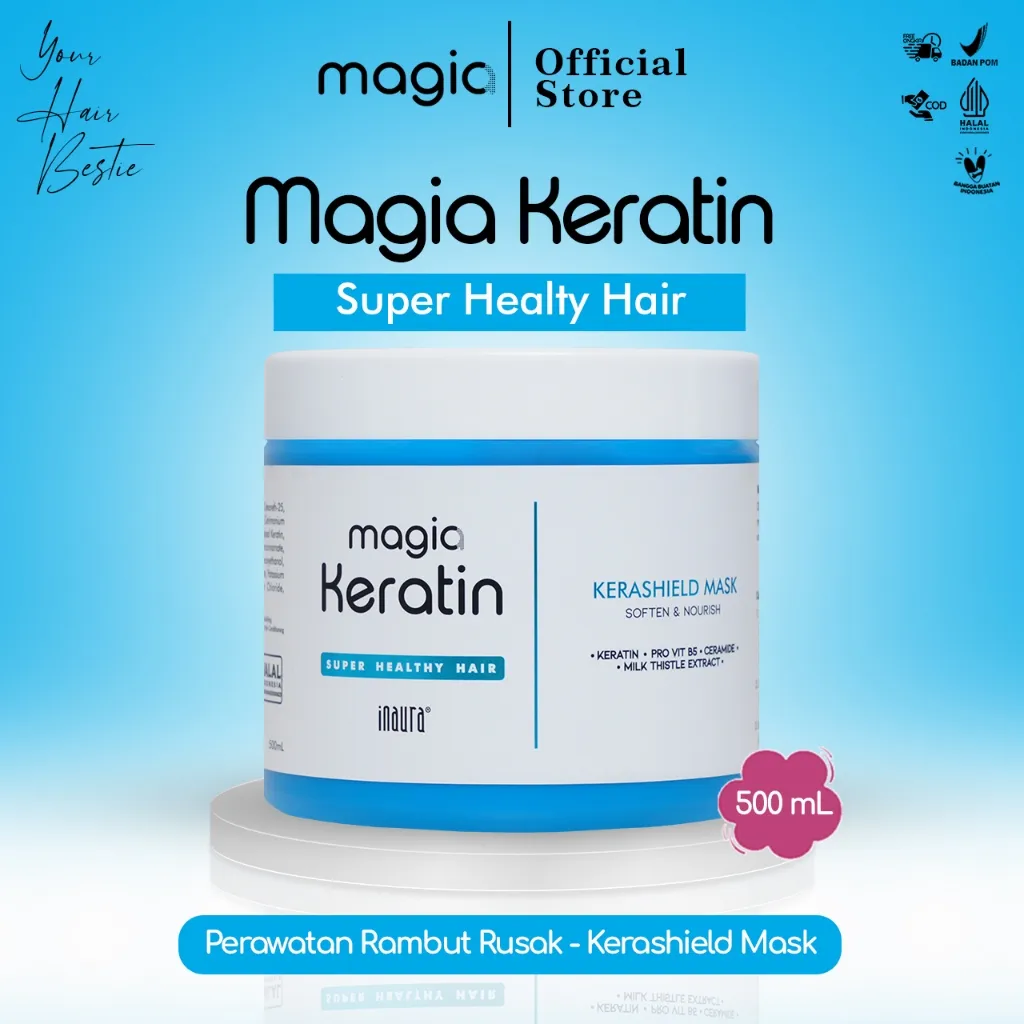 Magia Keratin Kerashield Hair Mask 500ml masker untuk rambut kering dan rusak
