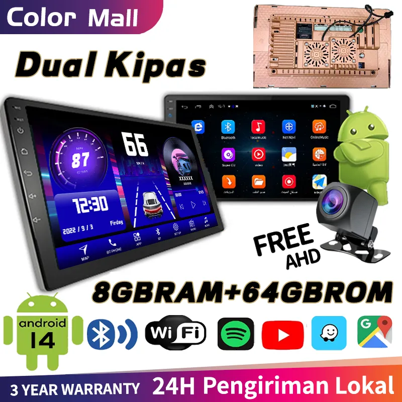 Pasang di rumah  Dual Kipas 8G+128G IPS Screen Head Unit android 7/9/10 Inch Car Android 13 Navigasi Untuk TOYOTA Daihatsu Mitsubishi android mobil 10 inch ram 4 HONDA SUZUKI Hyundai NISSAN Double Din tv mobil android