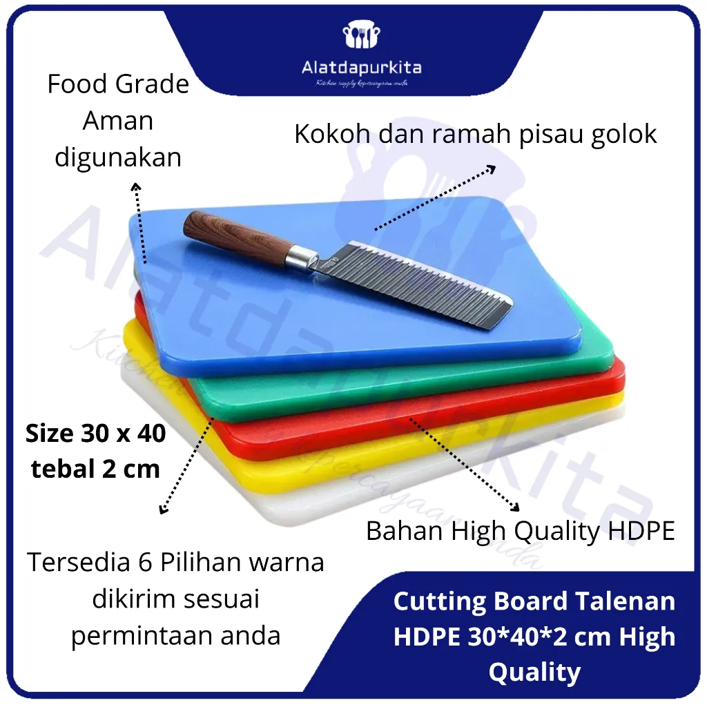 Talenan Cutting Choping Board Papan Iris Daging Tulang Karkas Sayur Buah Material HDPE Tebal 2 cm  Ukuran 30 x 40 Food Grade High Quality Endurance