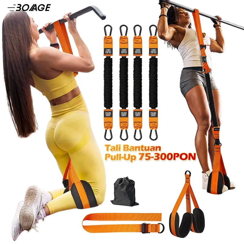 BISA DIPAKAI DI PINTU! Belt Pembantu Pull Up + Tali Karet Elastis! Bahan Anti Putus/Pull Up Assistance Bands Heavy Duty Resistance Band/Stasiun Dip Bar Pull Up fitness GYM/Weight Lifting exercise