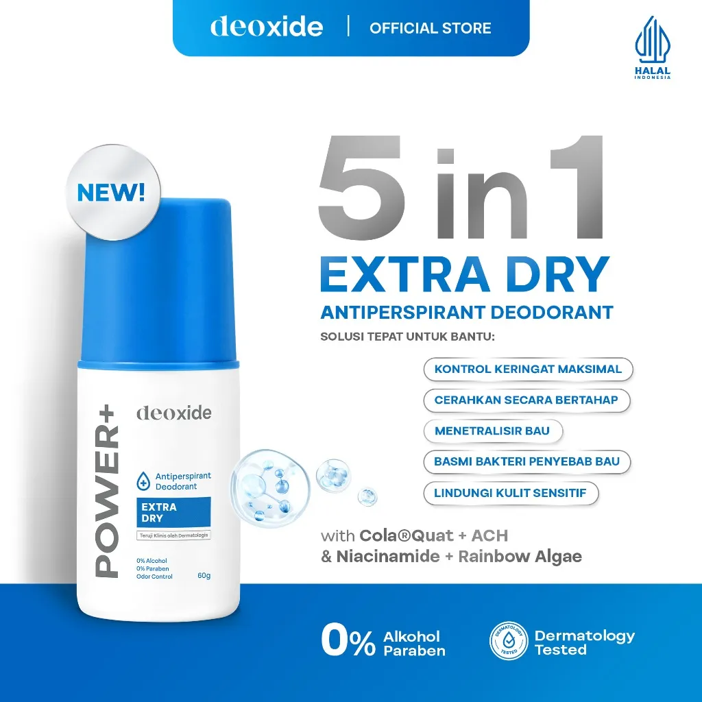 [FLASH SALE] Deoxide Antiperspirant Deodorant Roll On POWER+ For Hyperhidrosis | Deodoran Pria Deodoran Wanita Deo Anti Perspiran