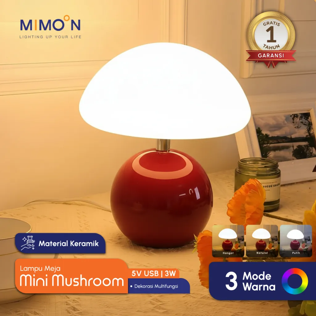 MIMOON Lampu Tidur LED Lampu Hias Meja Lampu Tidur Kamar Colokan Lampu Malam Lampu Tidur Kecil Lampu Tidur Aesthetic Desk Lamp
