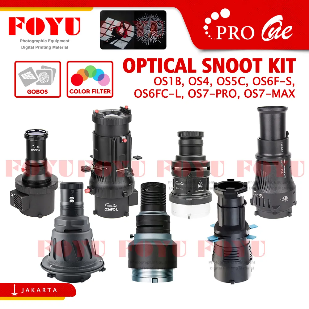 Pro One Optical Snoot  OS6F-S OS5C OS1B OS4 OS7-PRO OS6FC-L OS7-MAX  Kit Gobo Filter Gobos Colour Gel Gambar Bentuk Proyektor Studio Foto Video