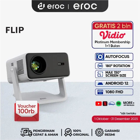 EROC Smart Projector LCD 350 ANSI Full HD Gimbal Agile Projection Display 150 Inch - FLIP