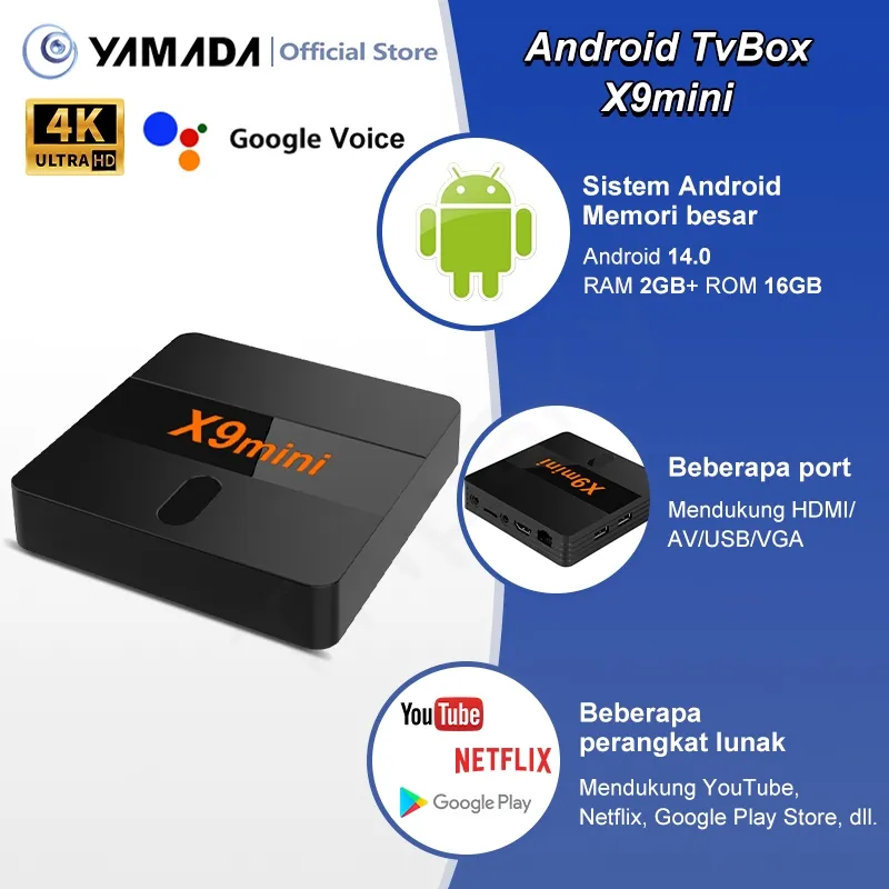 Android Tv Box X9mini Smart tv box Android14 4GB Ram 32GB Rom WiFi Bluetooth 4K HD ATV Unlock Tv Box Android