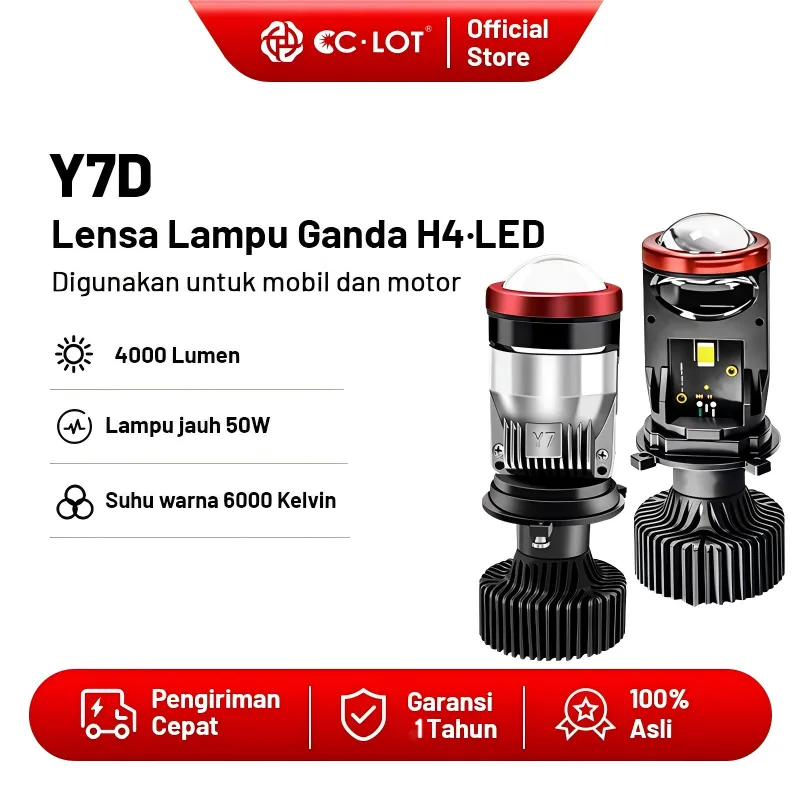 CCLOT  Lampu Led Mobil Dan Motor H4 Mini PJECTOR PROJIE Y7D SUPER BRIGHT 50 Watt/Dengan Kipas Angin