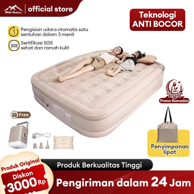 WTHB Outdoor Kasur Angin Pompa Otomatis Tempat Tidur Camping  Termasuk Pompa Udara Otomatis