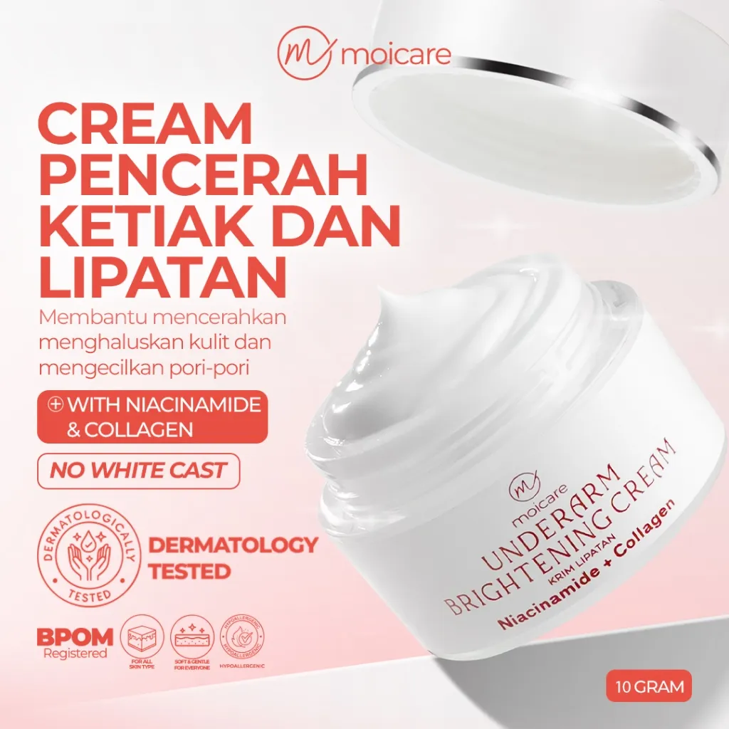 MOICARE Cream Pencerah Pemutih Ketiak Selangkangan Leher Pantat Area Gelap Ekstra Niacinamide & Collagen | Collagen and niacinamide underarm  | cream pemutih ketiak | Pemutih ketiak dan selangkangan | underarm brightening cream