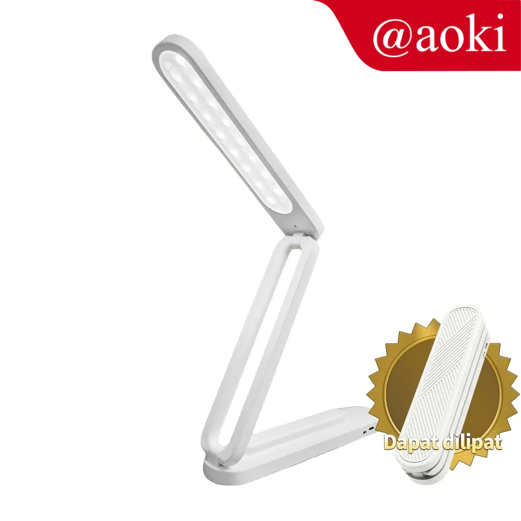 AOKI Lampu belajar lipat praktis 2400mah daya tahan lama dual baterai Baca Meja Kerja