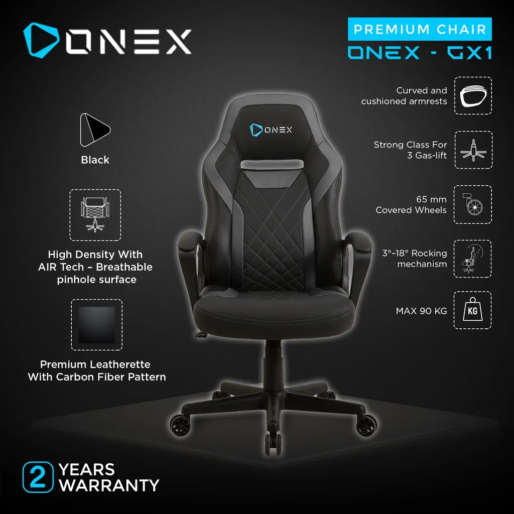 ONEX GX1 Premium Quality Gaming Chair Kursi - Black