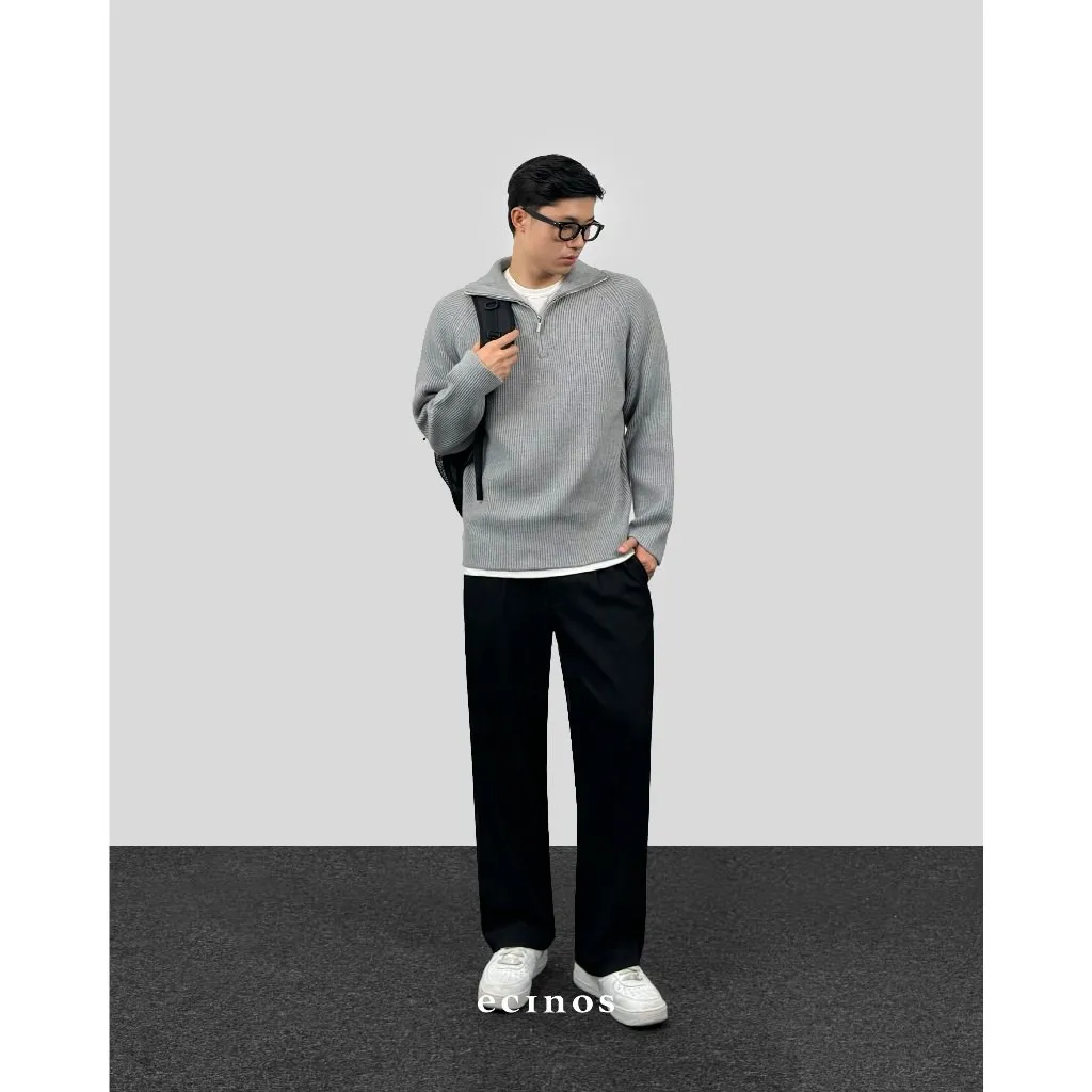 ECINOS Man - Knitted Half Zip Sweater (Man Version) | Baju Pria | Sweater Pria