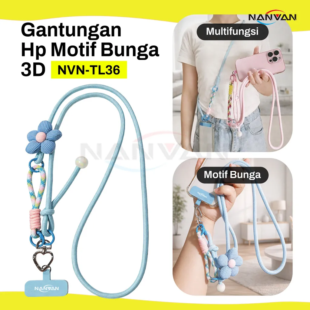 NANVAN NVN-TL36 Tali Gantungan Hp Bunga Imut - Lanyard Handphone - Anti Jatuh - Bisa Selempang