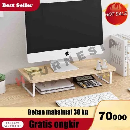 rizer Monitor Stand Layar Komputer Rak Dudukan STAND LAPTOP yang Ditingkatkan Rak Komputer Desktop Meja Berdiri Rak Keyboard Desktop Braket Baki Penyimpanan leptop