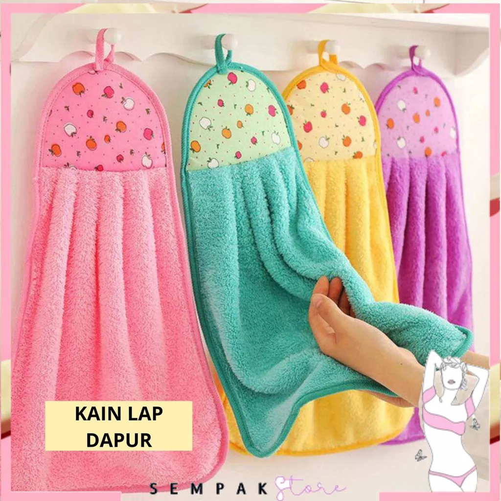 SS Kain Lap Tangan Model Gantung Serbaguna Handuk Tangan Motif Buah Serbet Kotoran Dapur Serap Air Murah