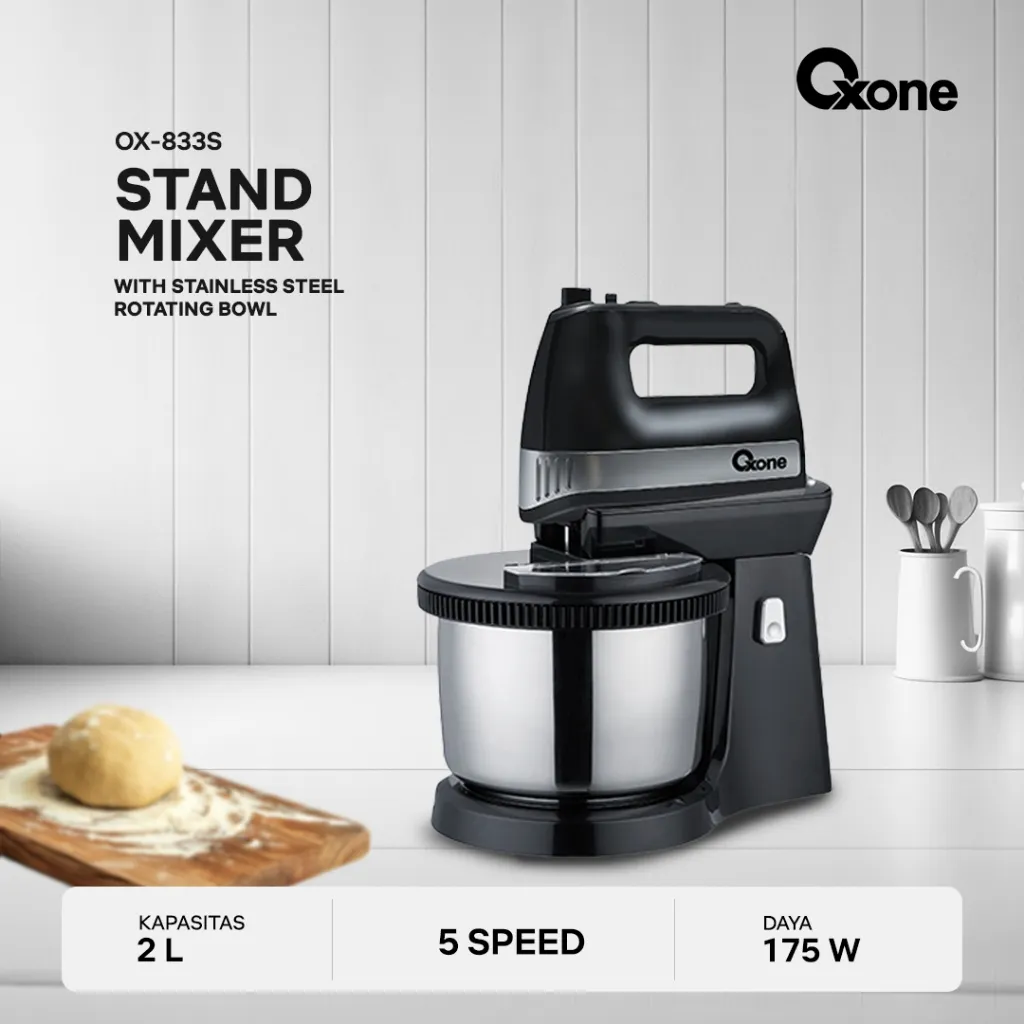 Oxone OX833S Stand Mixer Stainless Steel Rotating Bowl 2L