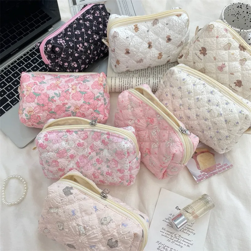 Pinky Row - BearBear Medium Cute Make Up Pouch - Puffy Pouch Make Up  - Pencil Case - Kotak Pensil Premium