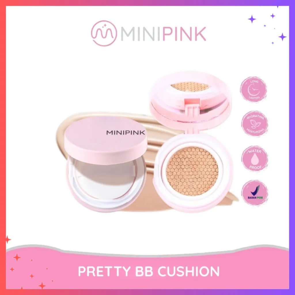 MINIPINK Pretty BB Cushion Makeup Base Flawless, Natural Look & Tahan Lama MP031