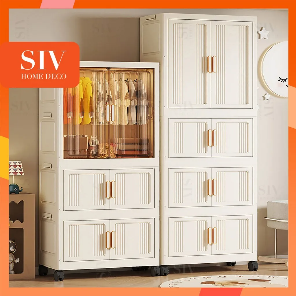 SIV 55-90cm Lemari Baju Bayi Plastik Lemari Pakaian Estetik Minimalis Anak Lemari Plastik Susun
