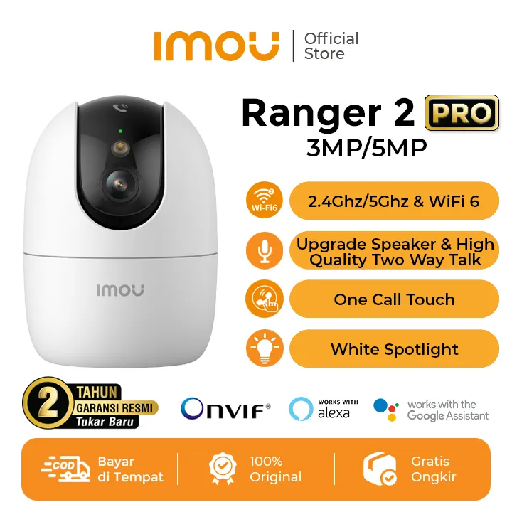 IMOU Ranger 2 Pro 3MP / 5MP Kamera Smart CCTV Indoor Wi-Fi 6 Dual Band One Touch Call Spotlight Garansi 2 Tahun