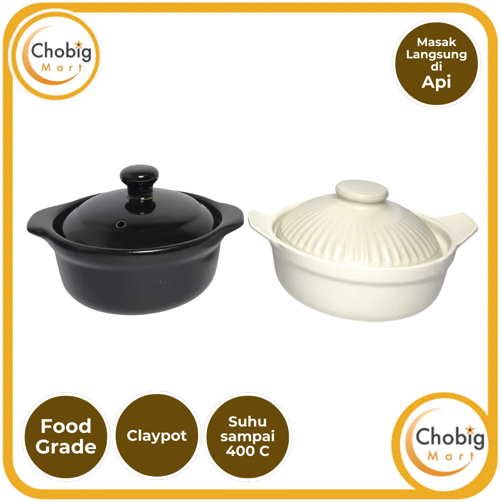 CHOBIG Panci Keramik Masak Obat Herbal Sapo Bakso Rawon Soto Sop Soup Ceramic Pot Tanah Liat Claypot