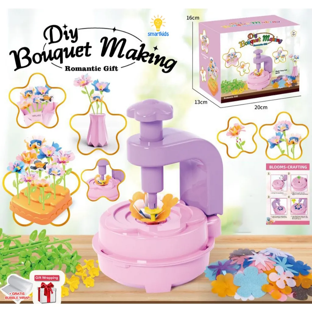 Mainan DIY Fabric Flower Bouquet Kit Art Craft Merangkai Susun Rakit Bunga Bahan Kain Edukasi Anak Kreatif Imajinasi Motorik Montessori Dekorasi Hadiah Ulang Tahun