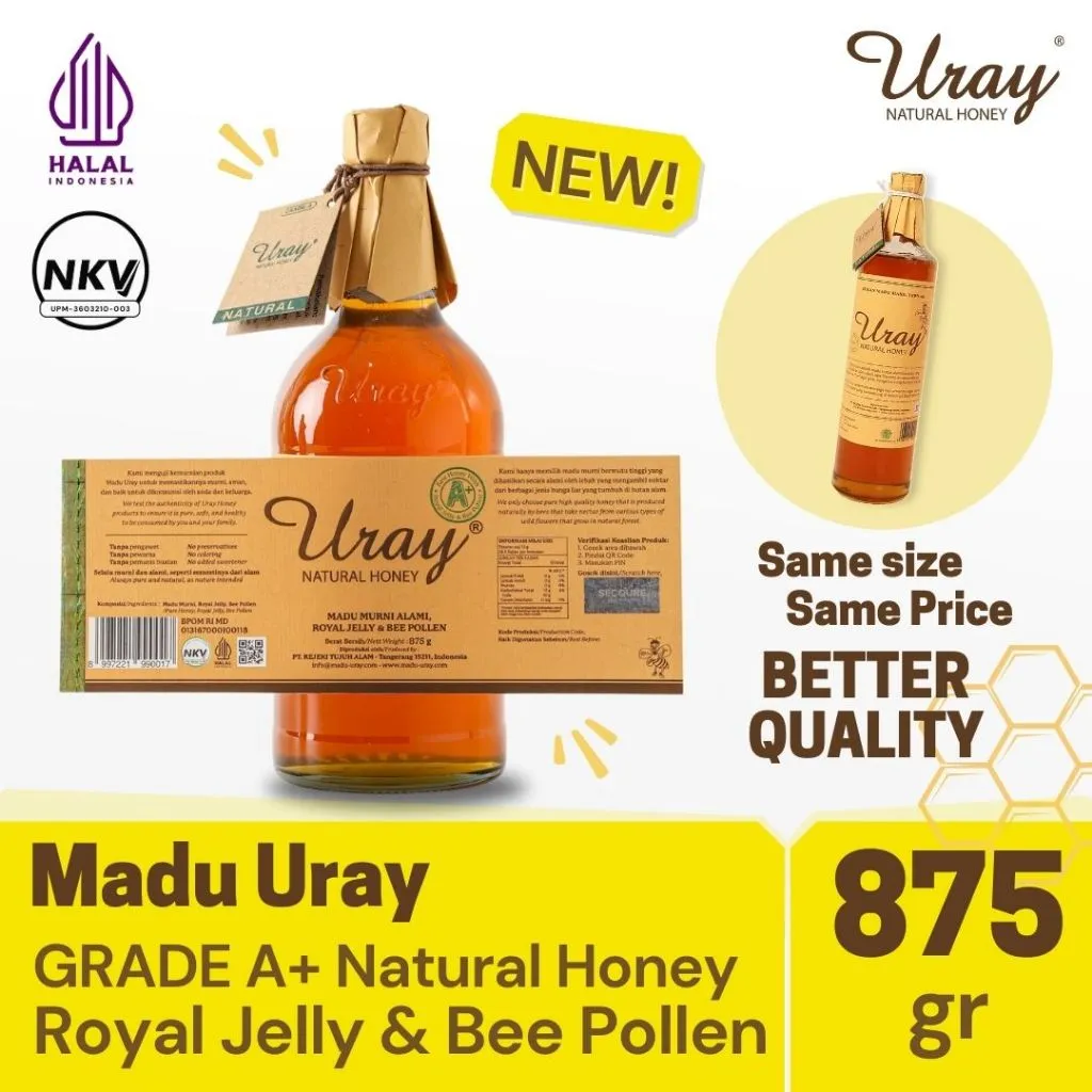 Madu Uray Natural Honey 875gr Grade A+ with Royal Jelly and Bee Pollen