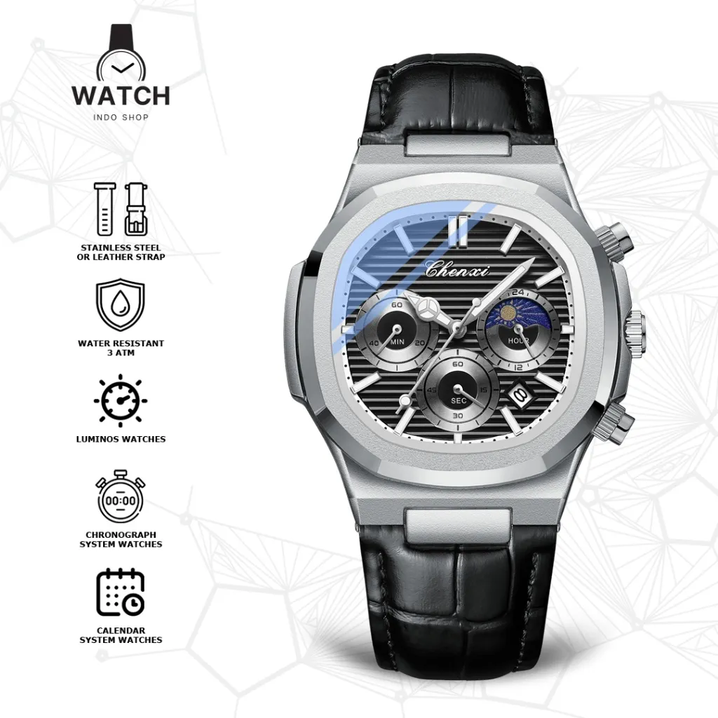 Indoshopwatches Jam Tangan Analog Pria CHENXI-922 Luminos Chronograph Watches