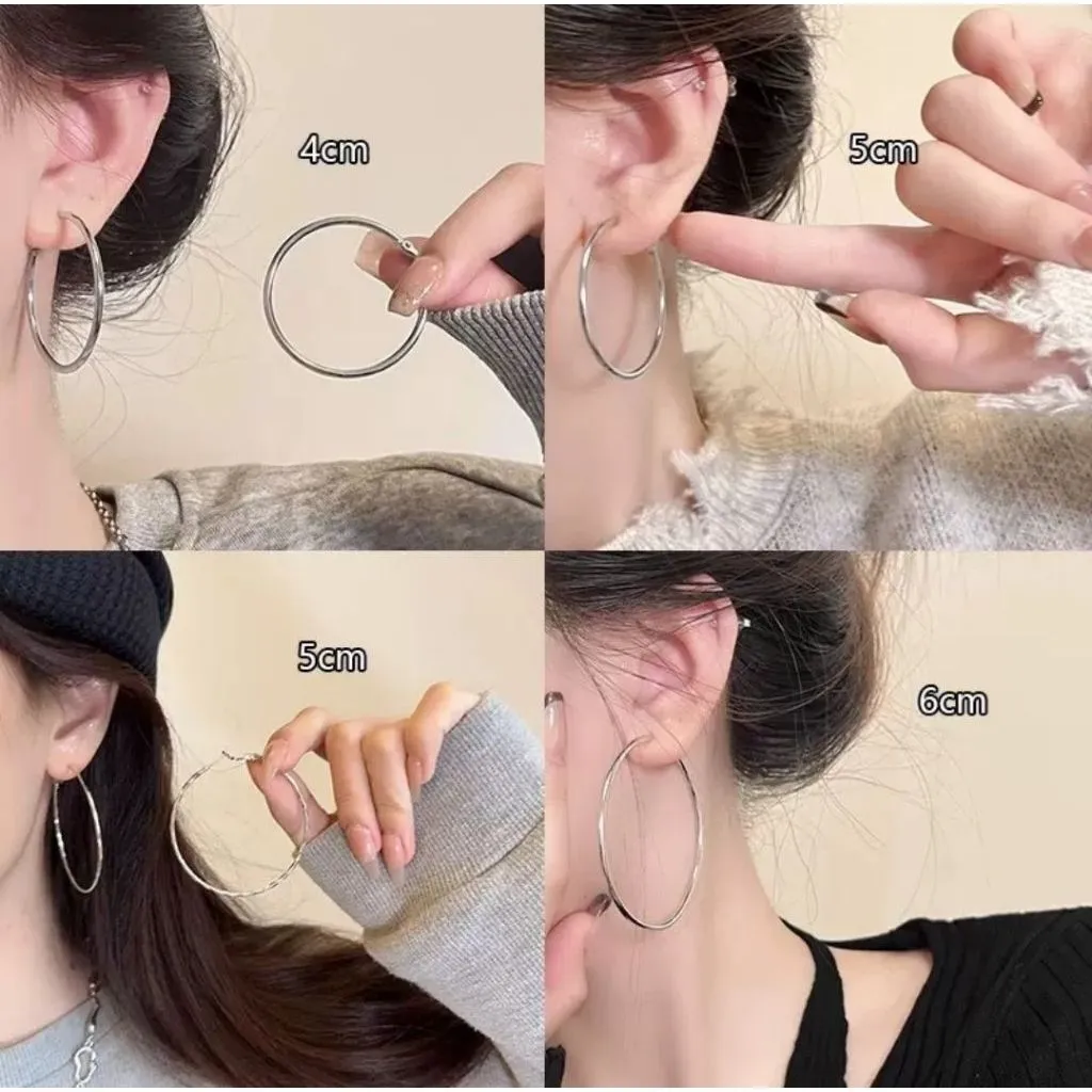 Anting Bulat Gold Silver Basic Hoop Earring Aksesoris Fashion Wanita