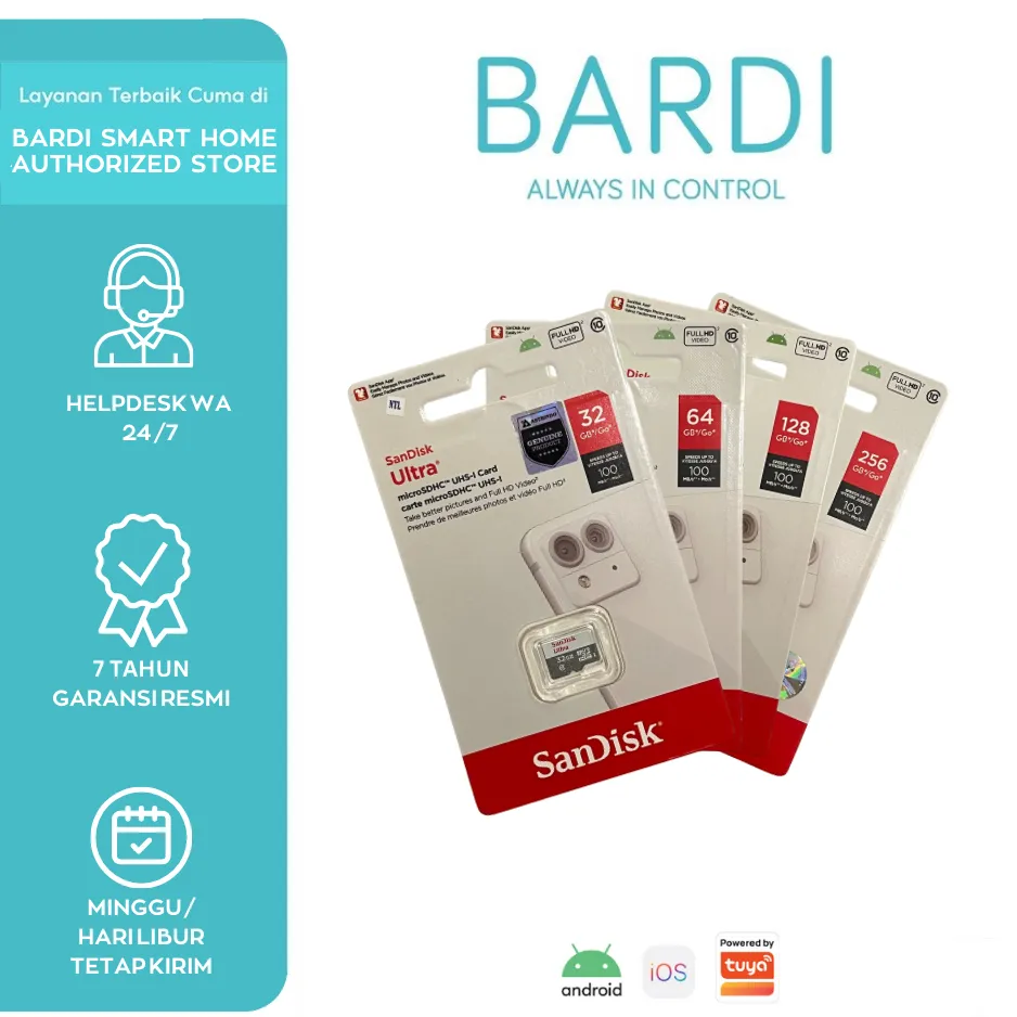 Micro SD SanDisk 256GB | 128GB | 64GB | 32GB Class 10 TURBO 100MB/s - Non Adaptor Memory Card