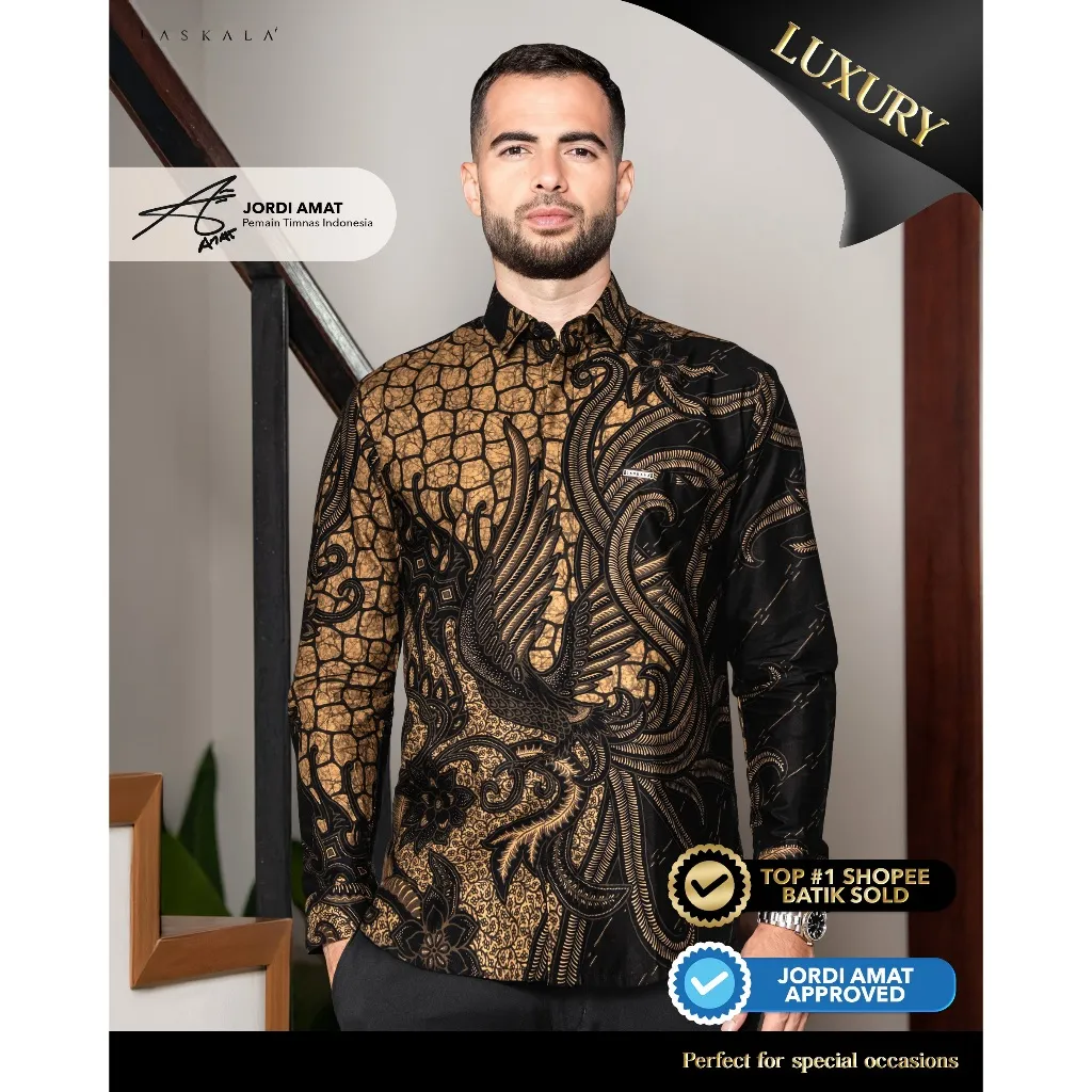 Laskala Batik Premium Mahanta Kemeja Batik Pria Slimfit Lengan Panjang