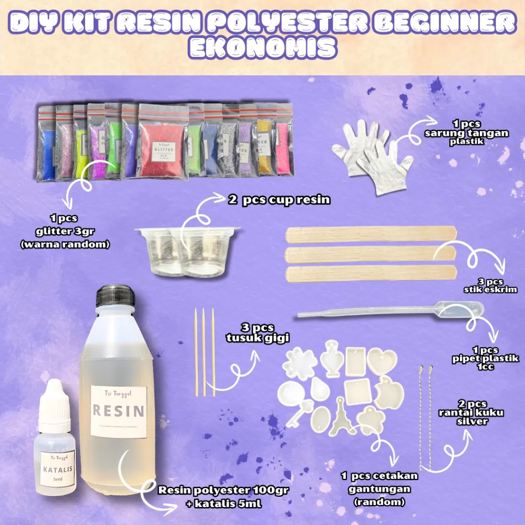 DIY KIT RESIN POLYESTER EKONOMIS Pemula Beginner Sepaket Package Bundle Isi Gantungan Kunci Keyring Key Ring Anak Kids Do It Yoursef Lengkap Bahan Kerajinan Terlengkap Pemula Art Seni Kesenian Craft Crafting Gift Set Termurah Murah Toko Tri Tunggal Malang