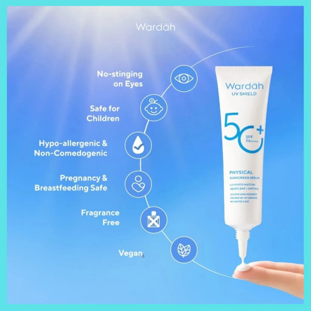 WARDAH UV Shield Physical Sunscreen Serum SPF 50+ PA++++ 30 ml - XX389 Ilios