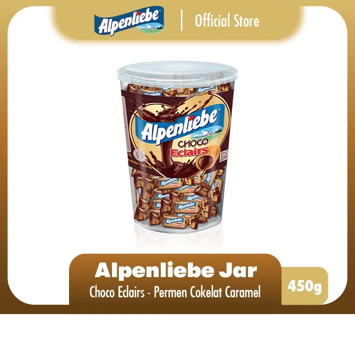 Alpenliebe Choco Eclairs Jar 450g - Permen Karamel Coklat Susu Hampers Lebaran