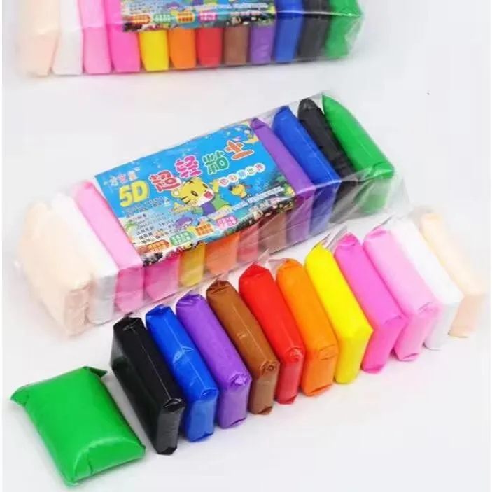 (GROSIRAN) Clay Mainan Anak Isi 12pcs Mainan Anak Soft Clay Dough Lilin Super Light Multifungsi