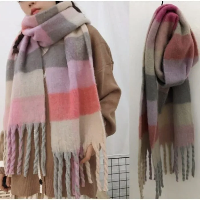 BOM WOMAN WINTER AUTUMN WOOL CASHMERE LONG SHAWL SCARF SYAL RUMBAI PANJANG SELENDANG WOL KASMIR WANITA ANAK MUSIM DINGIN KOREAN STYLE