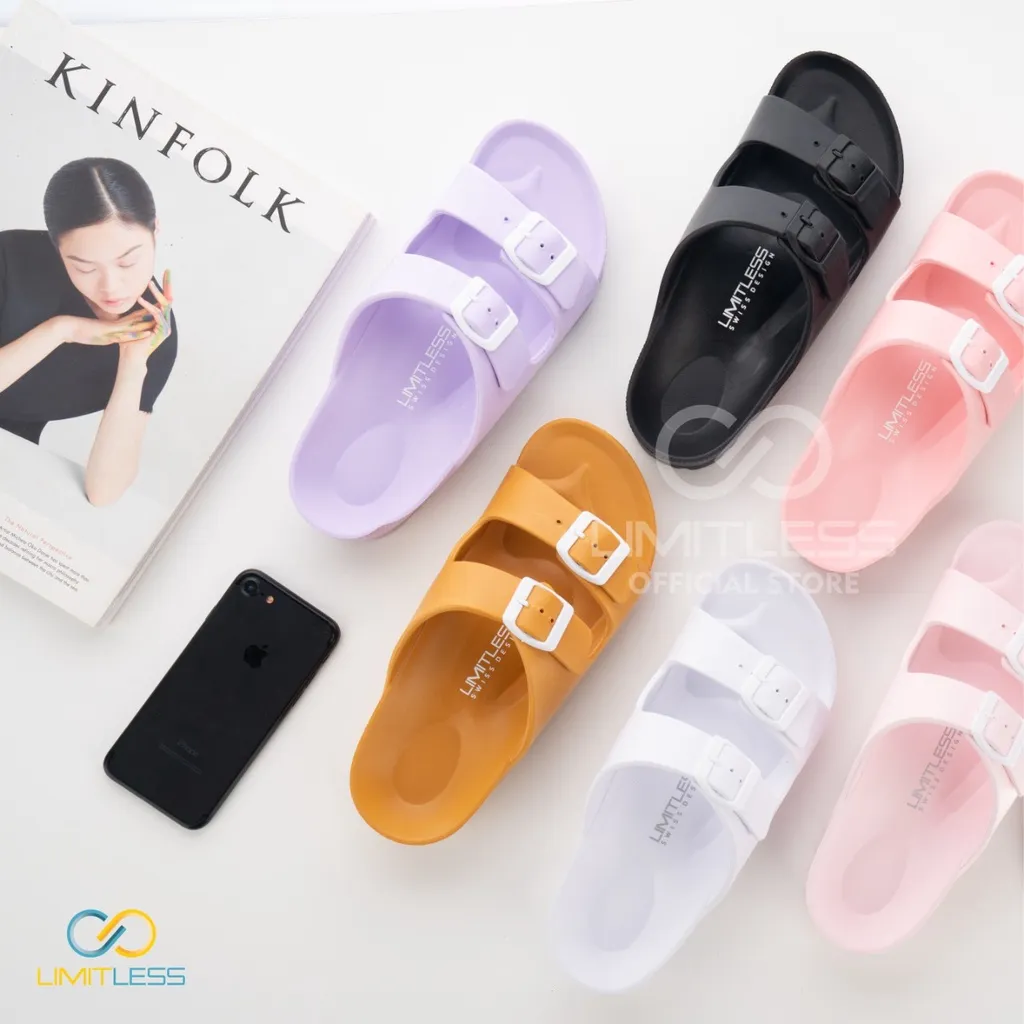 LIMITLESS Sendal Wanita Slip On Strap 2 Sendal Slop Cewek Terbaru Kasual Anti Slip Size 36-40