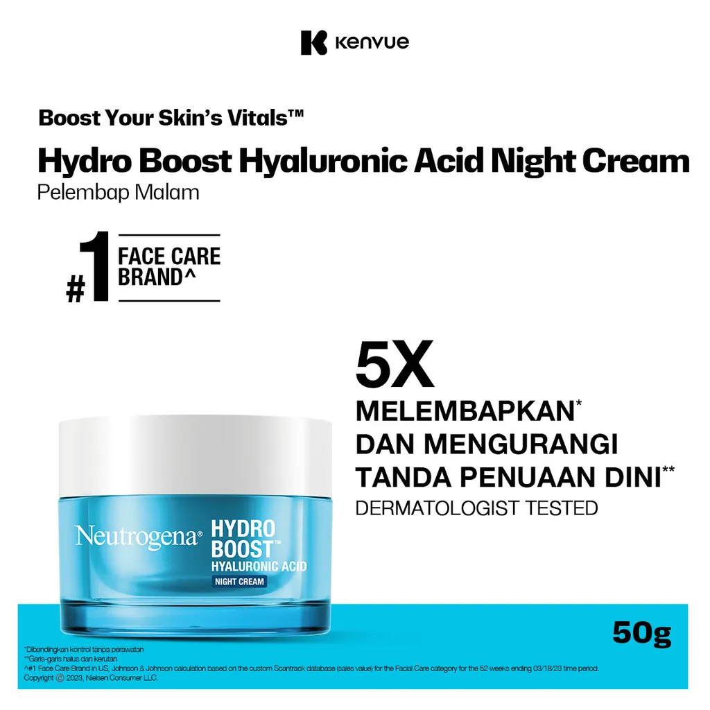 Neutrogena Hydro Boost Hyaluronic Acid Night Cream - Perawatan Wajah 50gr