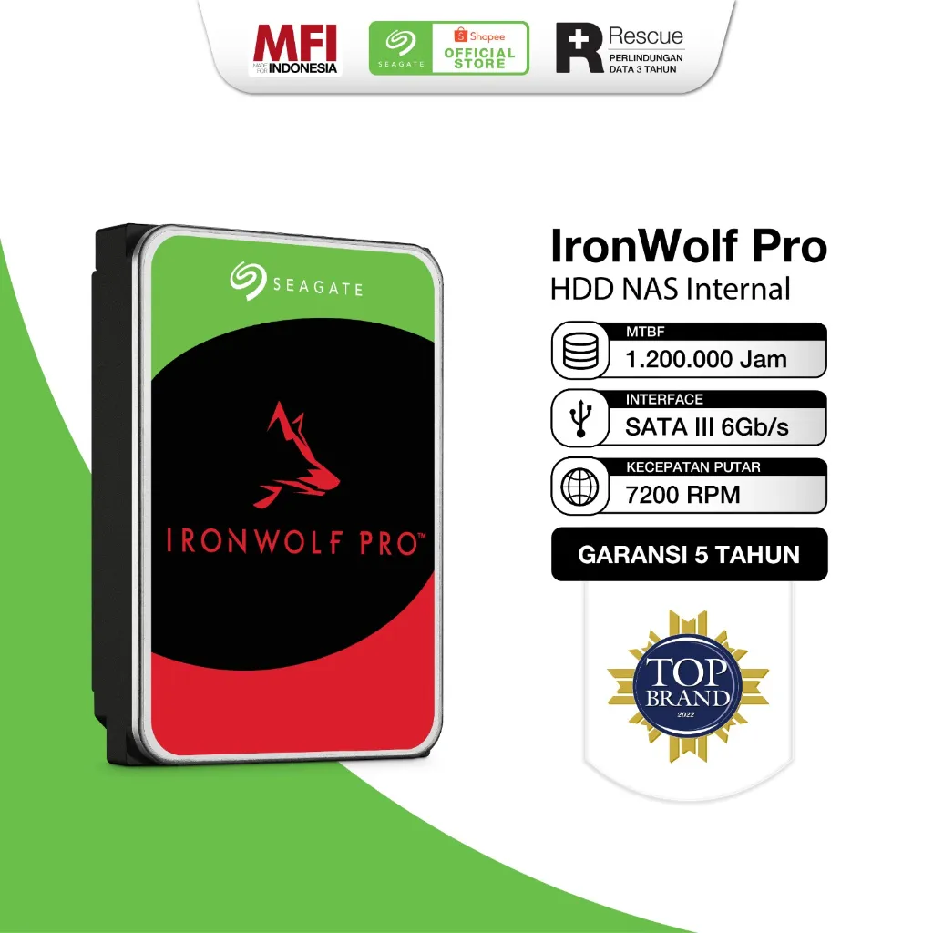 Seagate IronWolf Pro HDD / Hardisk NAS SATA 7200RPM