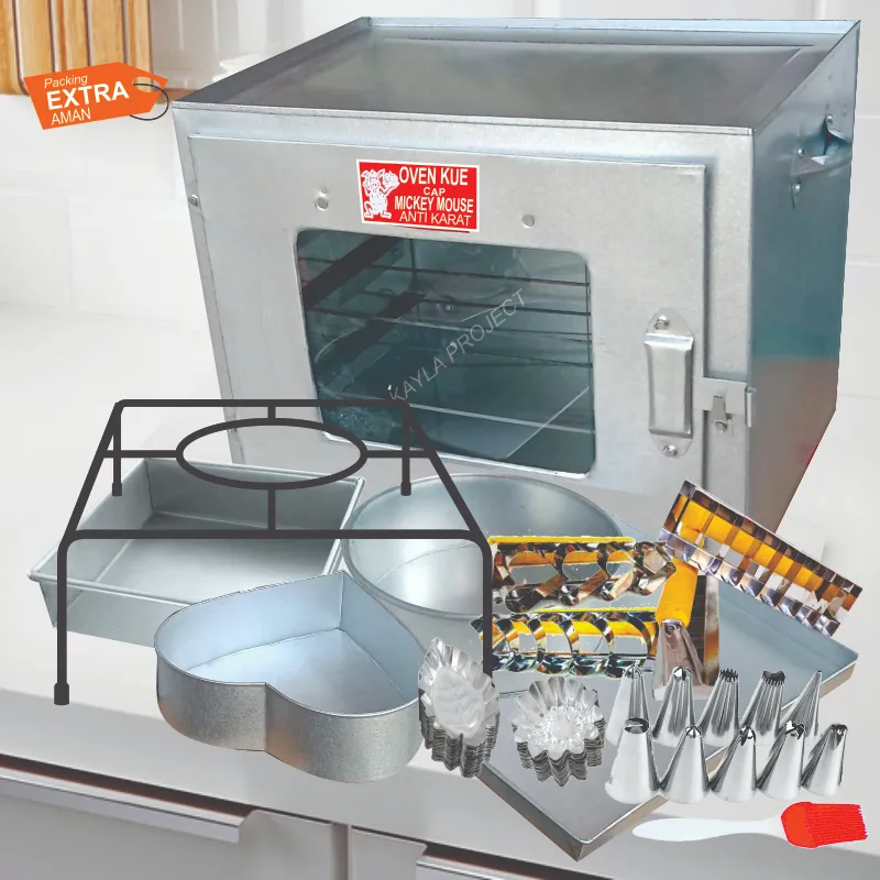 Oven Tangkring Kompor Open Kue 3 Susun Anti Karat Gratis Loyang dan Cetakan Kue Kering Lengkap