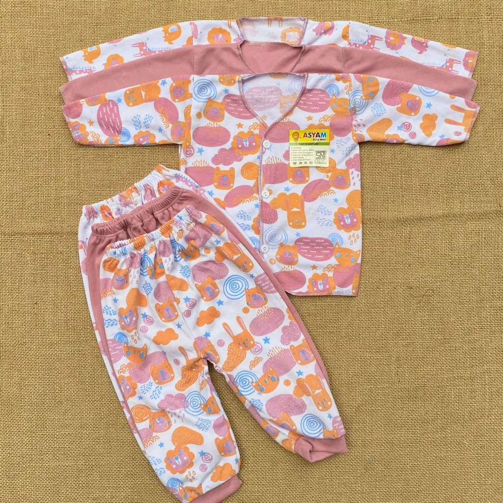 3 pcs baju lengan panjang + 3 pcs celana panjang bayi baru lahir ASYAM BABY